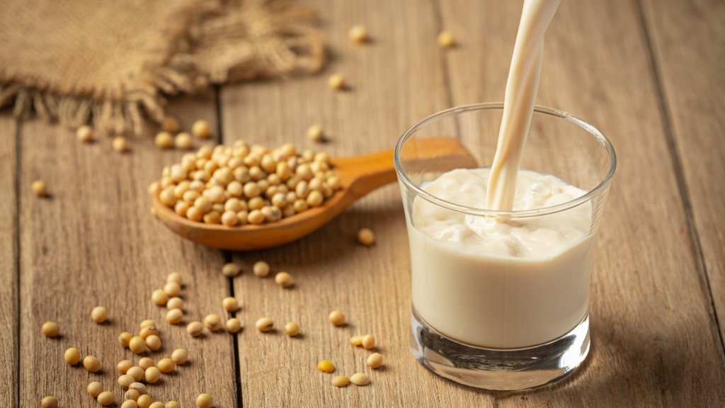 Soy milk is made from soaked, ground, and strained soybeans.